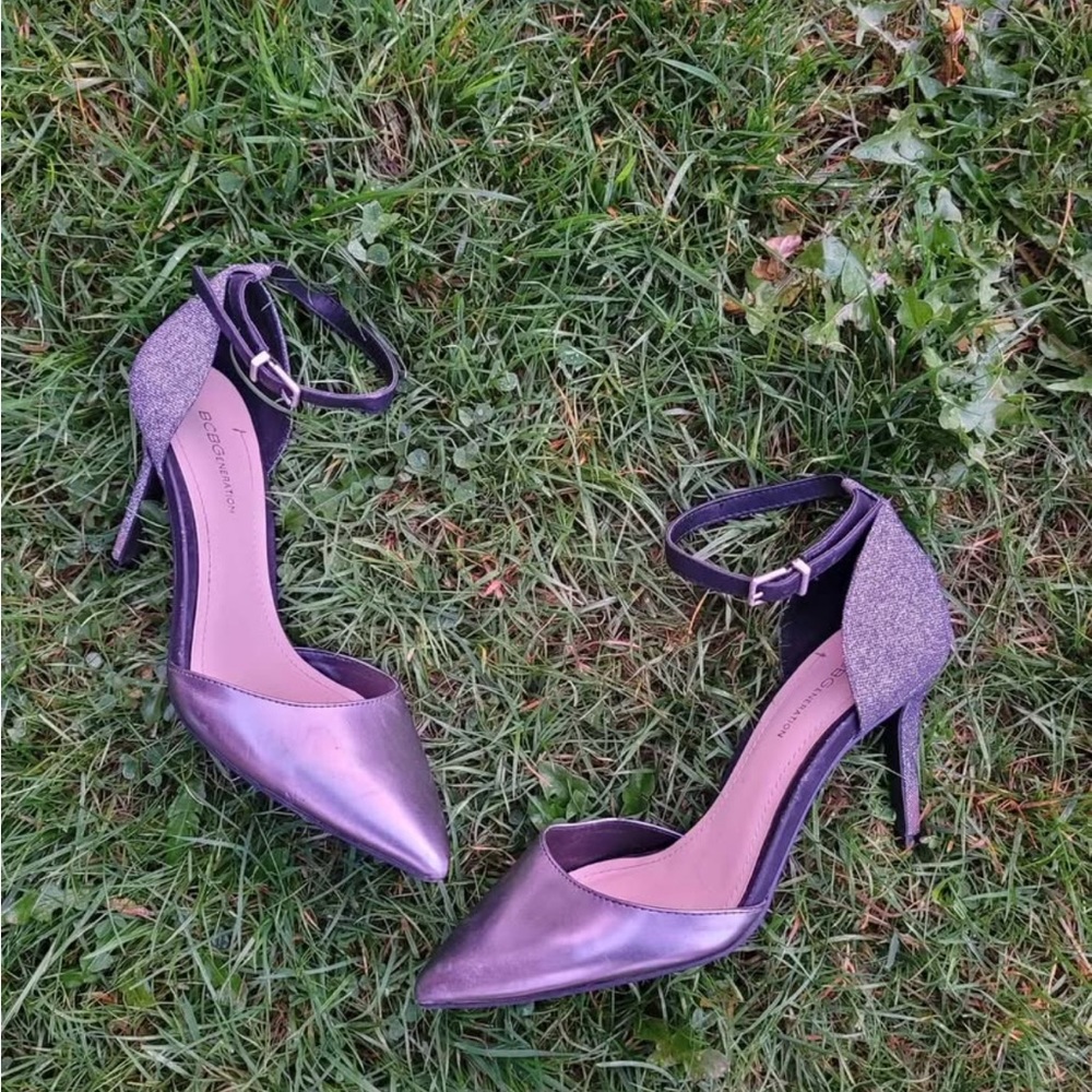 Elegant Silver Ankle Strap Heels